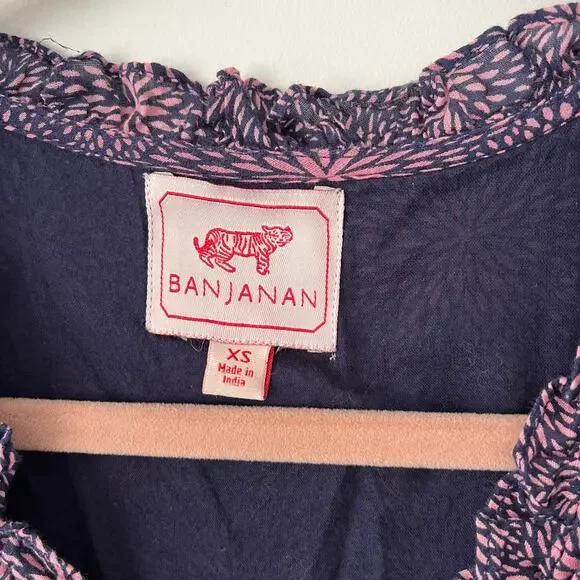 Banjanan Constance Ruffled Maxi Dress XS Floral Cotton Block Print India - Picture 11 of 12